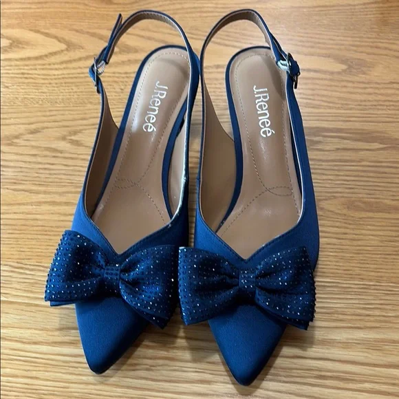 J.Renee Blue Elegant Heels with Decorative Bow - Picture 1 of 3